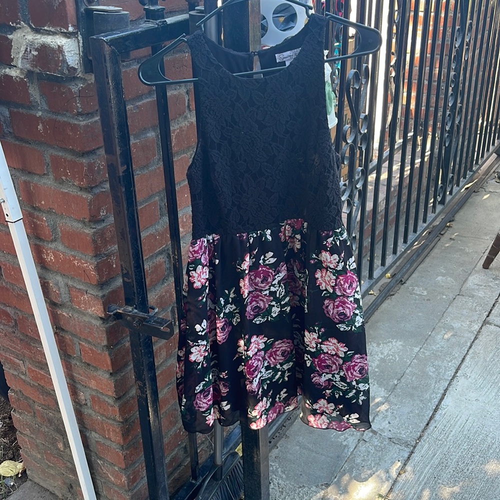 Flower Black Dress